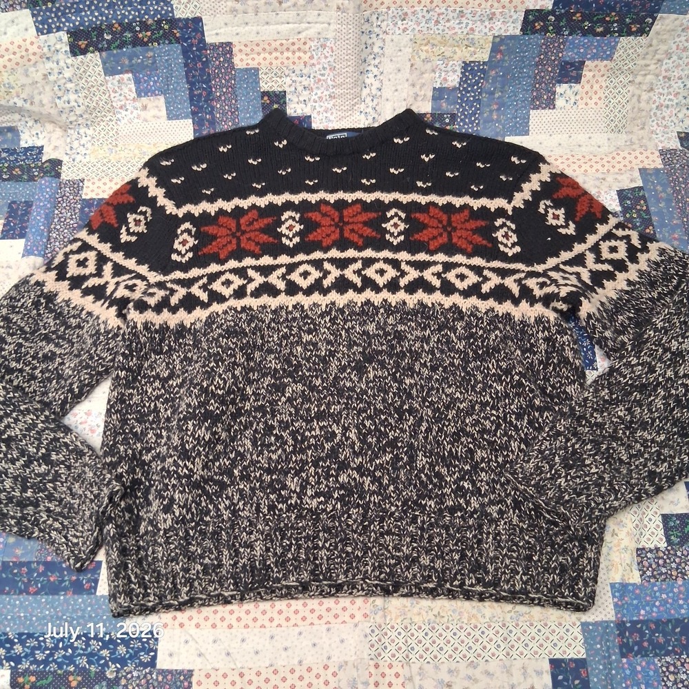 Polo Ralph Lauren Fair Isle Sweater XXL Lambswool Silk Nordic Knit Pullover